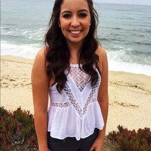 Girly white flowy tank top